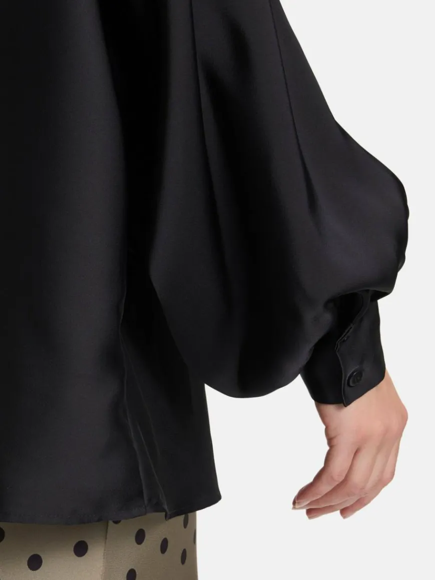 Vera Mont Blusen*Damen Satin-Bluse schwarz uni