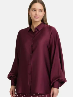 Vera Mont Blusen*Damen Satin-Bluse bordeaux uni