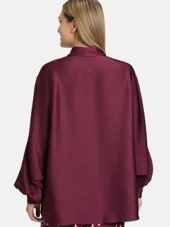 Vera Mont Blusen*Damen Satin-Bluse bordeaux uni