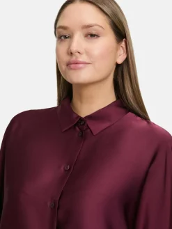 Vera Mont Blusen*Damen Satin-Bluse bordeaux uni