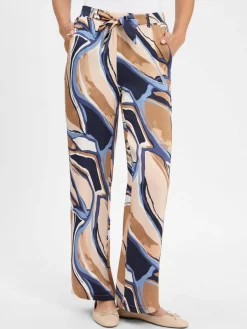 Betty & Co Hosen*Damen Satinhose marine beige gemustert