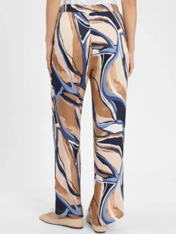 Betty & Co Hosen*Damen Satinhose marine beige gemustert