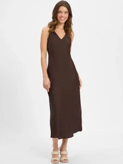 Someday Kleider*Damen Satinkleid - Qova pure schoko uni