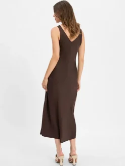 Someday Kleider*Damen Satinkleid - Qova pure schoko uni