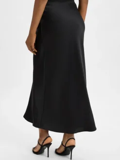 Neo Noir Röcke*Damen Satin-Maxirock - Vicky schwarz uni