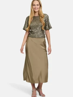 Vera Mont Röcke*Damen Satinrock camel uni