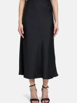 Vera Mont Röcke*Damen Satinrock schwarz uni