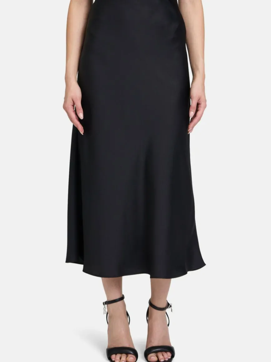 Vera Mont Röcke*Damen Satinrock schwarz uni