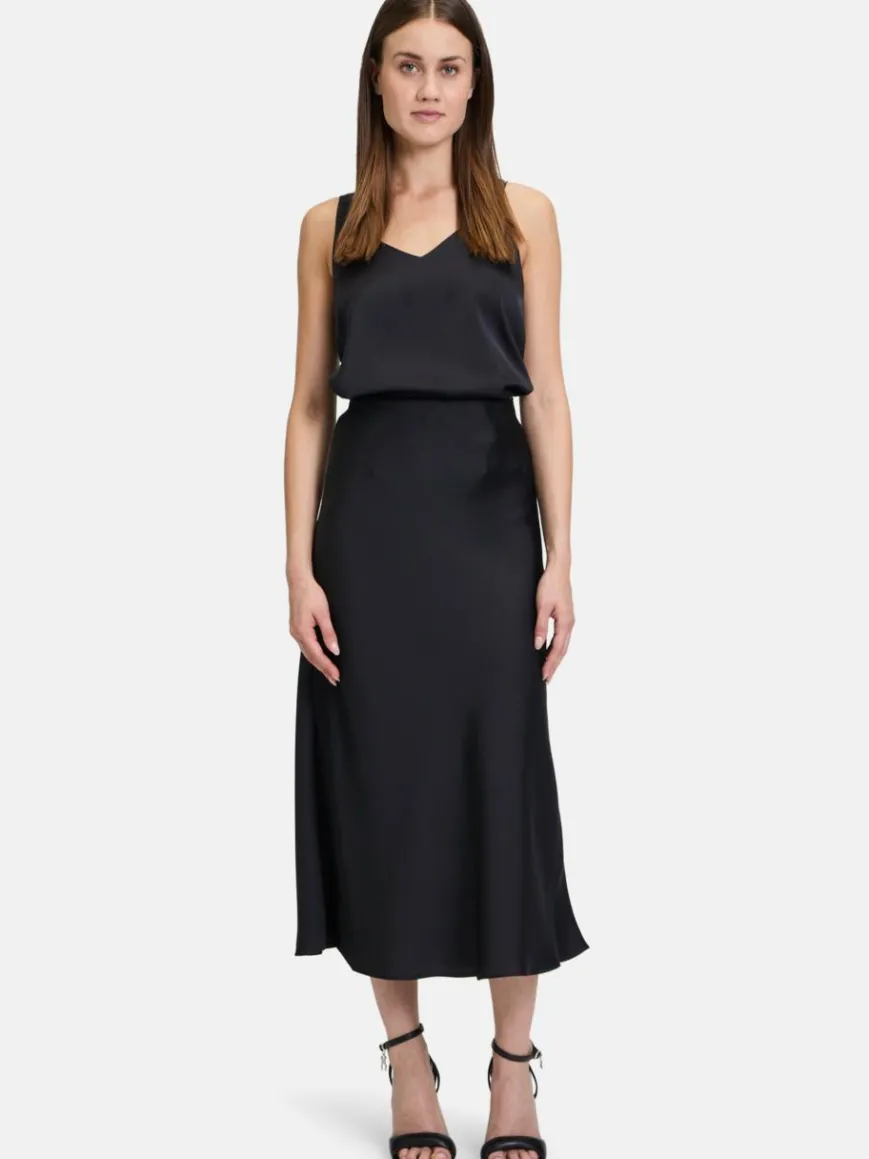 Vera Mont Röcke*Damen Satinrock schwarz uni