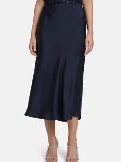 Vera Mont Röcke*Damen Satinrock marine blau uni