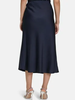 Vera Mont Röcke*Damen Satinrock marine blau uni