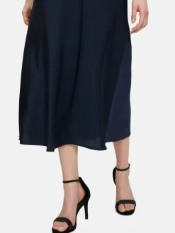 Vera Mont Röcke*Damen Satinrock marine blau uni