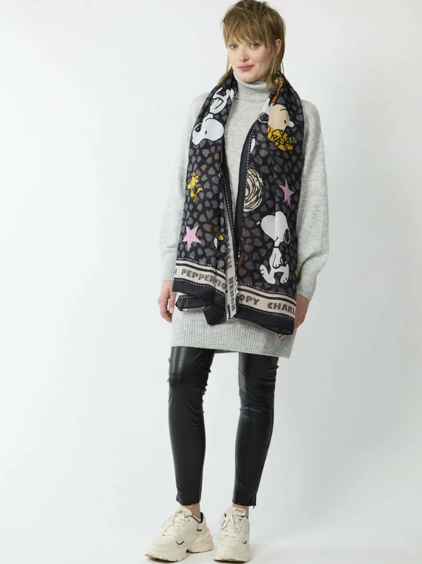 Codello Schals & Tücher*Damen Schal - PEANUTS schwarz bedruckt