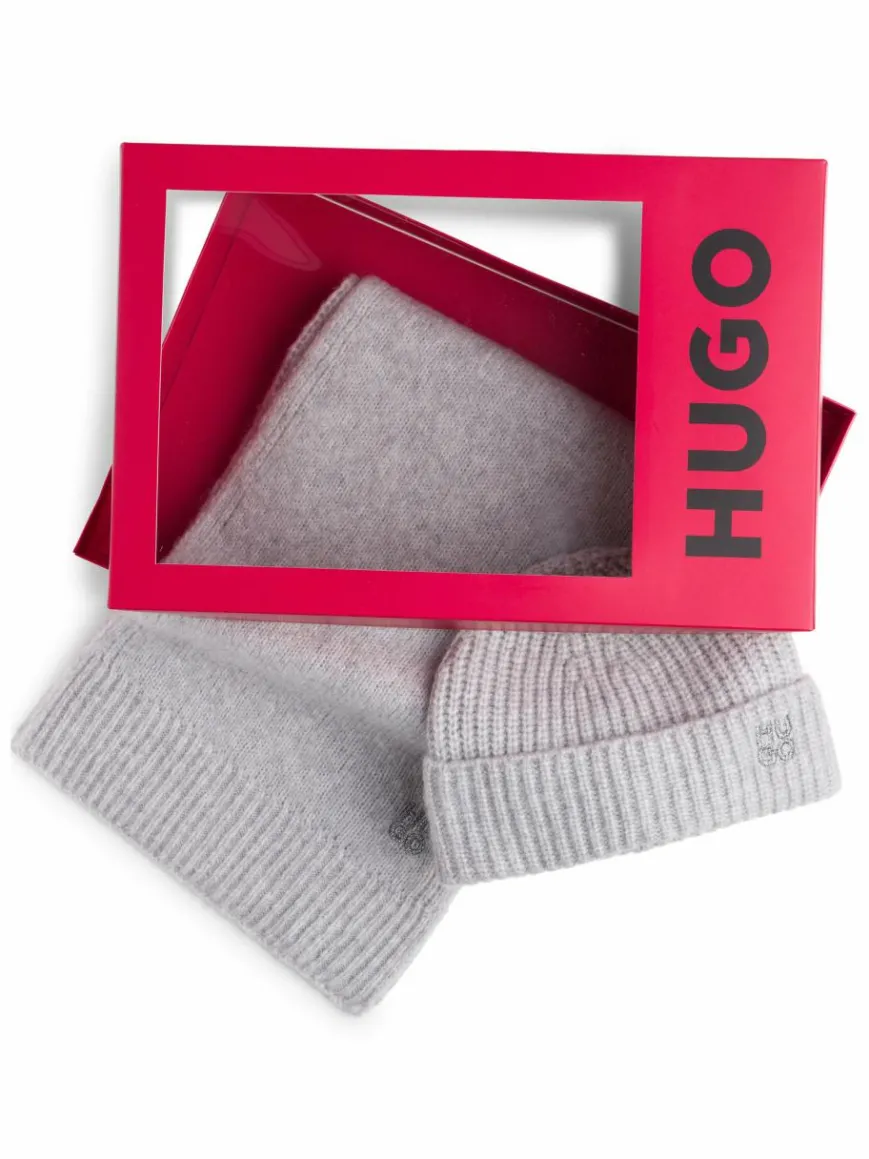 HUGO Mützen & Hüte*Damen Schal und Mütze - Sarmi_Set hellgrau uni