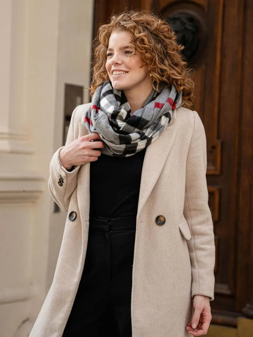 Fraas Schals & Tücher*Damen Schlauchschal hellgrau kariert