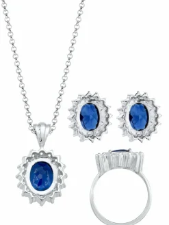Elli Schmuck*Damen Schmuckset blau uni