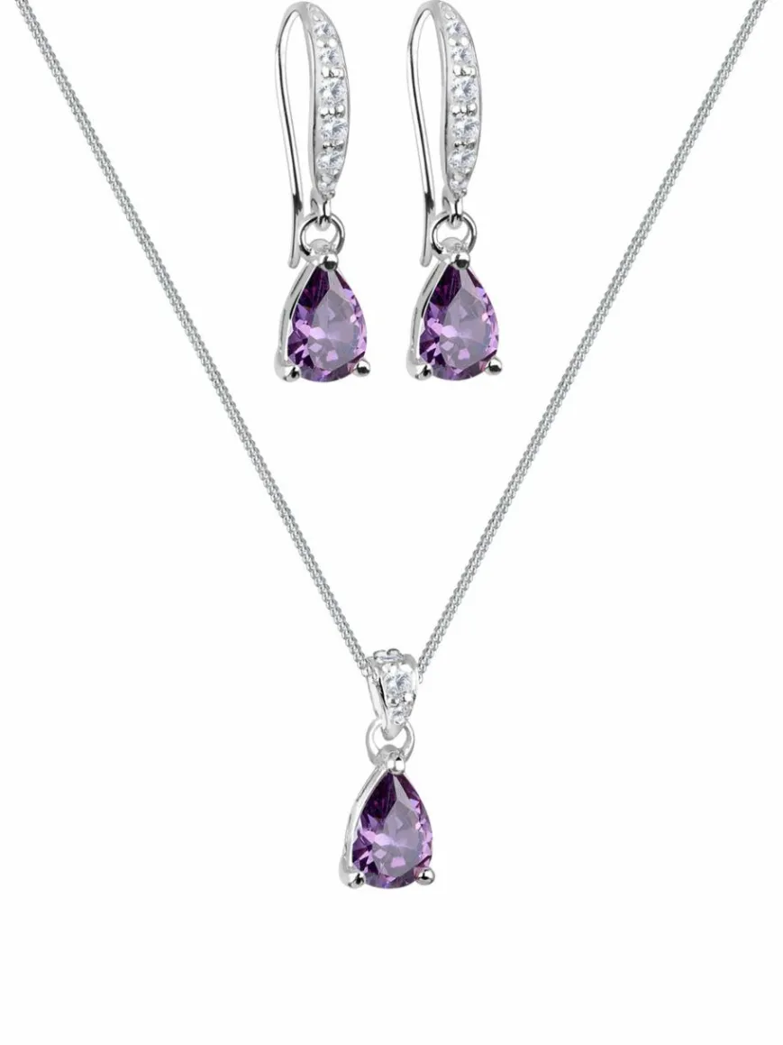 Elli Schmuck*Damen Schmuckset lila uni