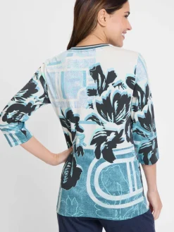 Olsen Shirts & Tops*Damen Shirt blau gemustert