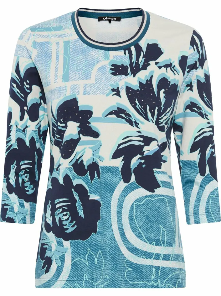 Olsen Shirts & Tops*Damen Shirt blau gemustert