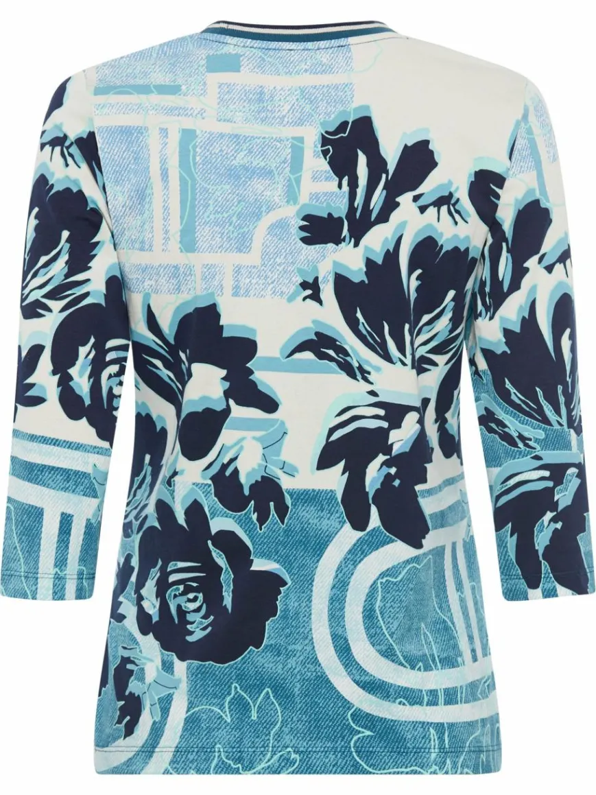 Olsen Shirts & Tops*Damen Shirt blau gemustert