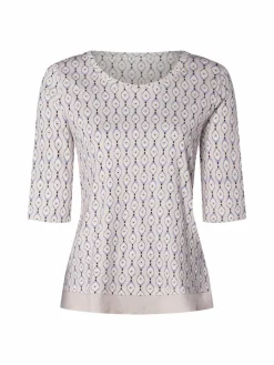 Marc Cain Collections Shirts & Tops*Damen Shirt taupe blau gemustert