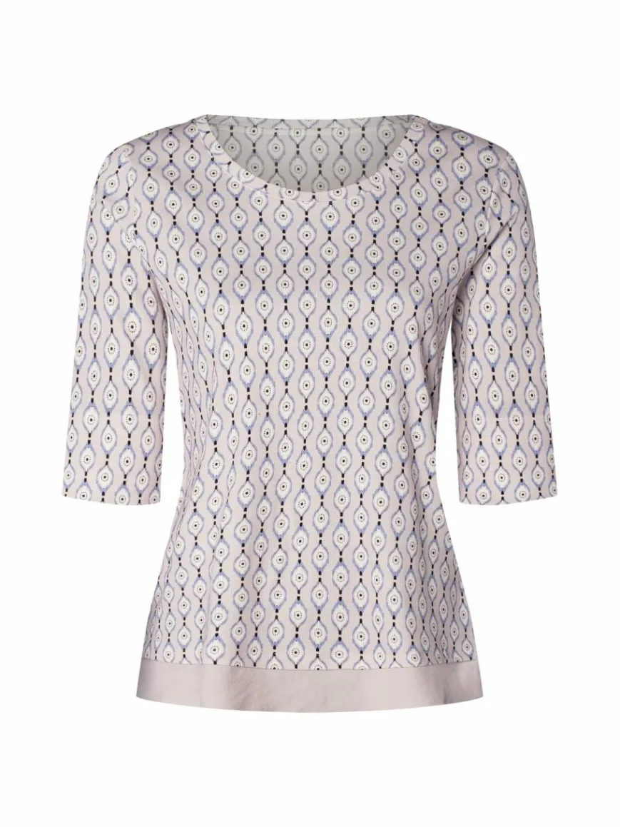 Marc Cain Collections Shirts & Tops*Damen Shirt taupe blau gemustert