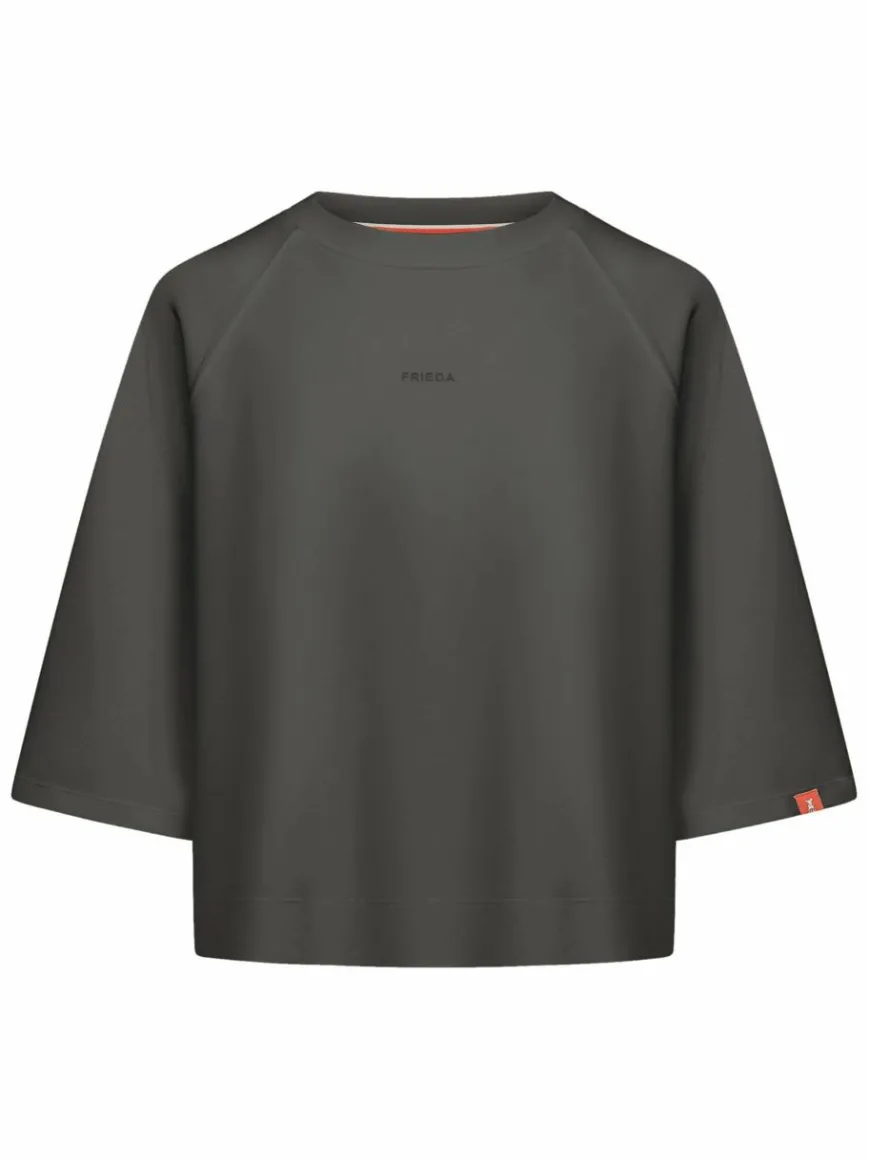 Frieda & Freddies Shirts & Tops*Damen Shirt grau uni