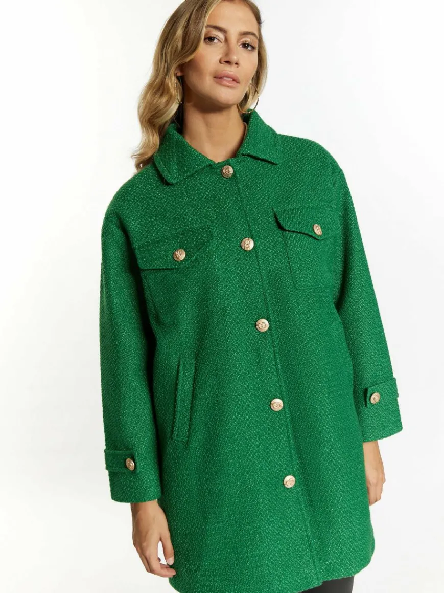 Faina Blazer*Damen Shirtjacket grün uni