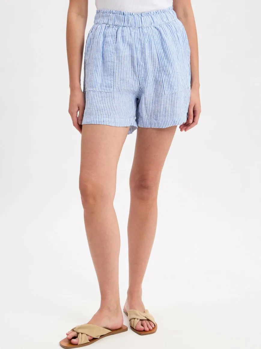 Marie Lund Hosen*Damen Shorts aus reinen Leinen blau weiß gestreift