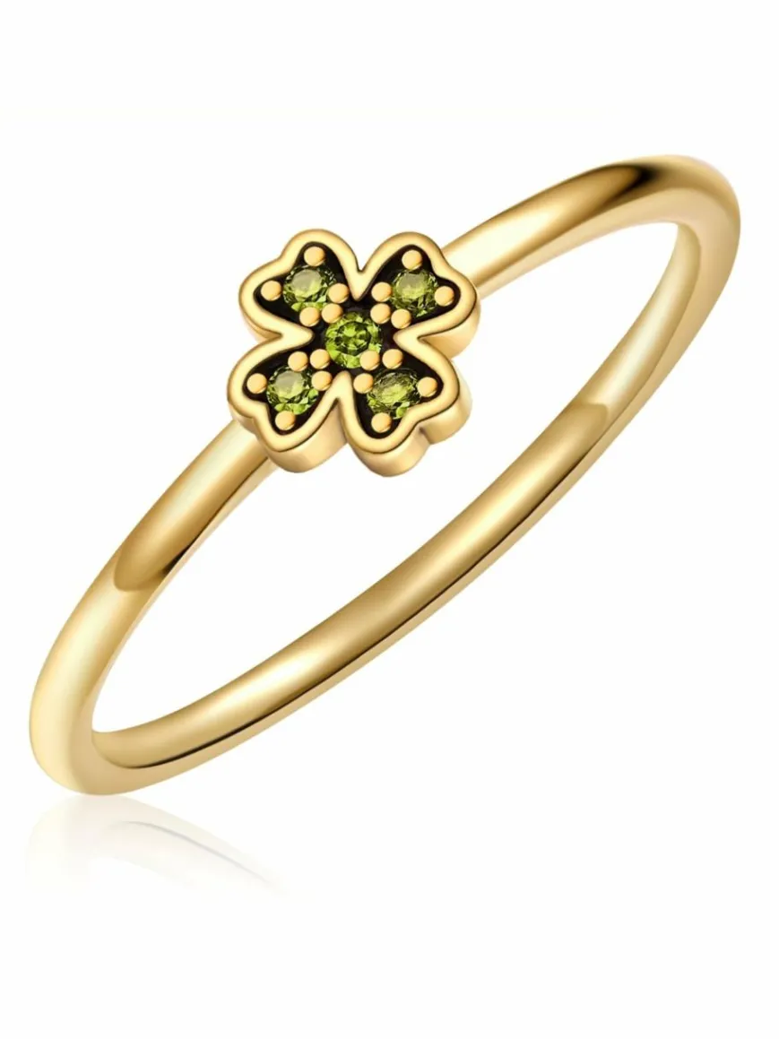 Glanzstücke München Schmuck*Damen Silberring - Kleeblatt gold uni