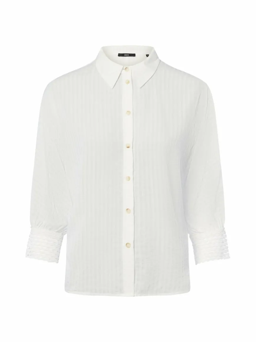 zero Blusen*Damen Sommerbluse weiß strukturiert