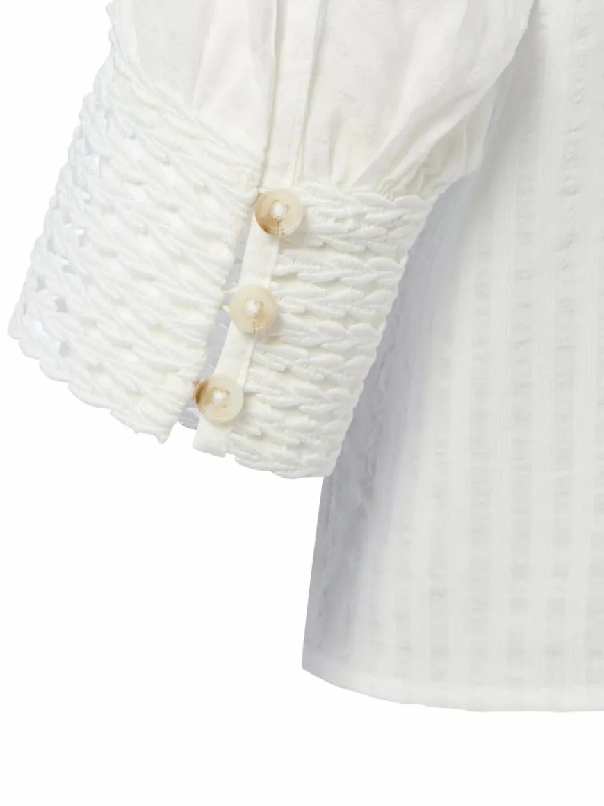 zero Blusen*Damen Sommerbluse weiß strukturiert