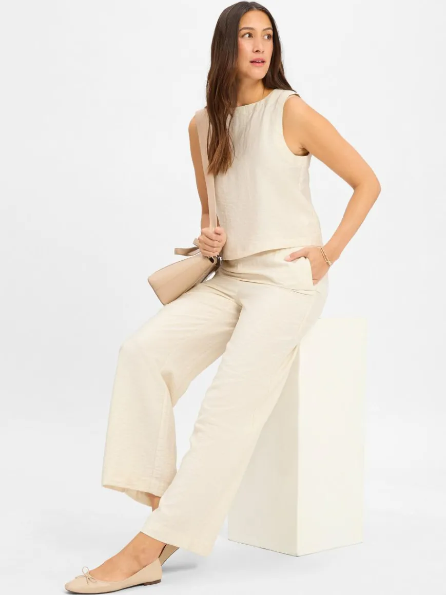 Msch Copenhagen Hosen*Damen Sommerhose mit Leinen-Anteil - MSCHDisa sand meliert