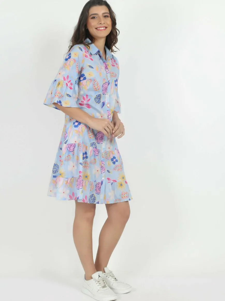 Vicci Germany Kleider*Damen Sommerkleid blau gemustert