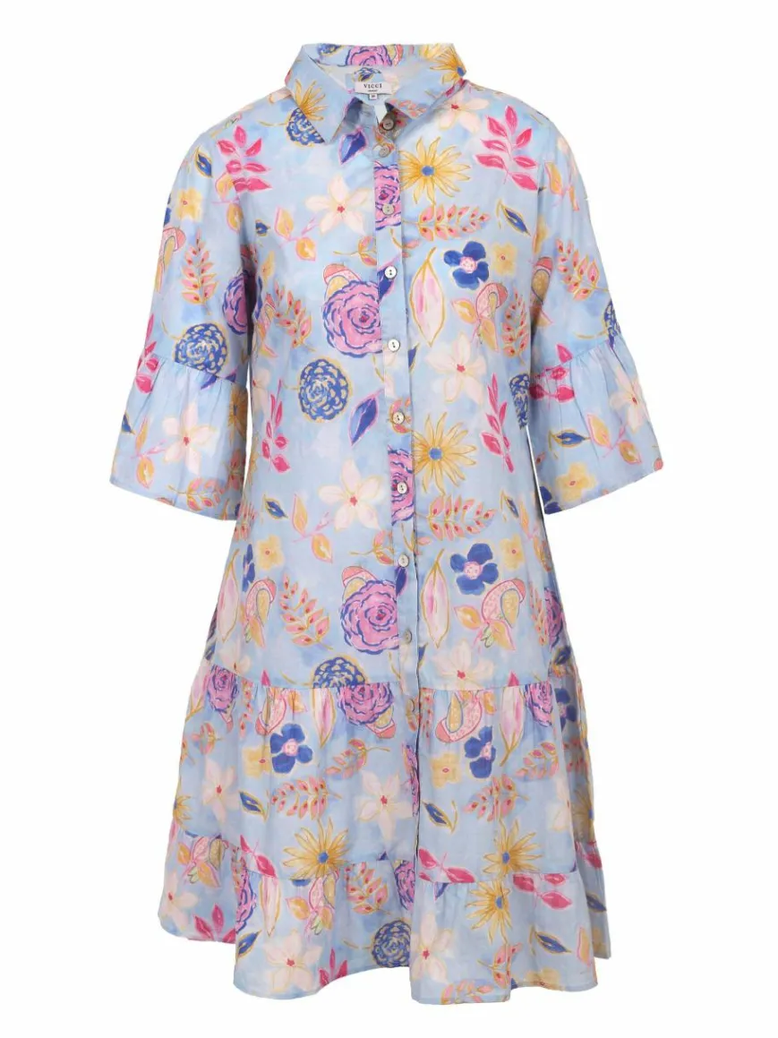 Vicci Germany Kleider*Damen Sommerkleid blau gemustert