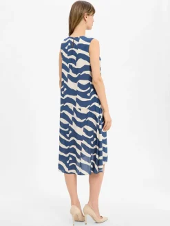 Olsen Kleider*Damen Sommerkleid blau beige gemustert