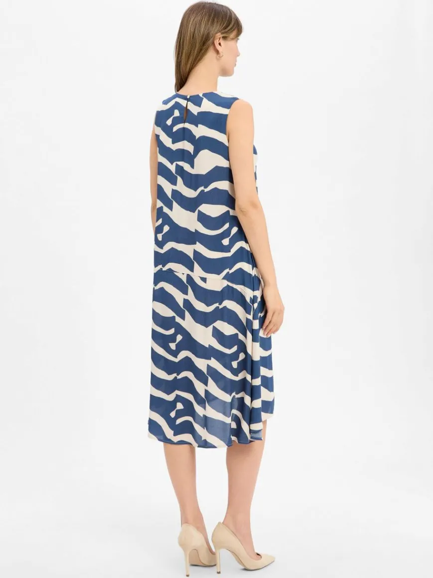 Olsen Kleider*Damen Sommerkleid blau beige gemustert