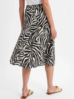 Franco Callegari Röcke*Damen Sommerrock mit Leinen-Anteil beige schwarz gemustert