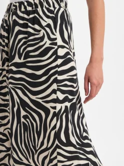 Franco Callegari Röcke*Damen Sommerrock mit Leinen-Anteil beige schwarz gemustert