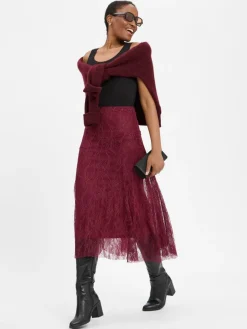 Rich & Royal Röcke*Damen Spitzenrock bordeaux uni