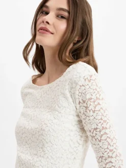 Marie Lund Shirts & Tops*Damen Spitzenshirt weiß strukturiert