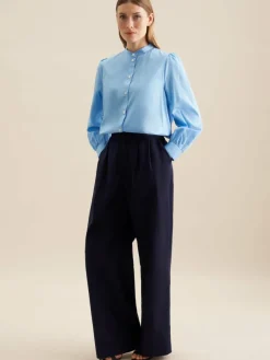 Seidensticker Blusen*Damen Stehkragenbluse - Uni blau uni