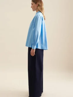 Seidensticker Blusen*Damen Stehkragenbluse - Uni blau uni