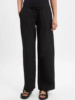 MAC Hosen*Damen Stoffhose aus Leinen - Chiara Belt schwarz uni