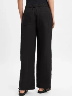 MAC Hosen*Damen Stoffhose aus Leinen - Chiara Belt schwarz uni