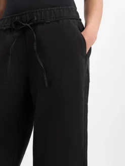 MAC Hosen*Damen Stoffhose aus Leinen - Chiara Belt schwarz uni