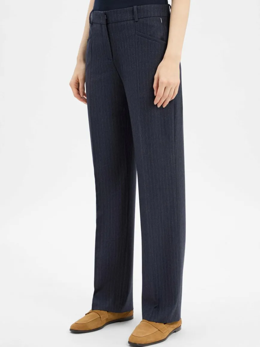 BOSS Hosen*Damen Stoffhose aus Schurwolle marine blau gestreift