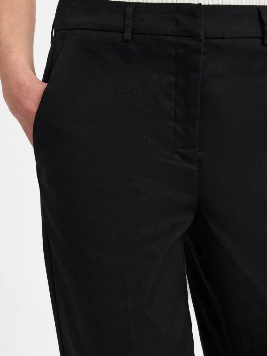 Opus Hosen*Damen Stoffhose mit Leinen-Anteil - Maiga Linen schwarz uni