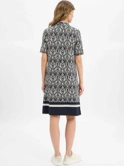 s.Oliver BLACK LABEL Kleider*Damen Stretchkleid marine ecru gemustert