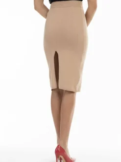 Faina Röcke*Damen Strick Midirock beige uni